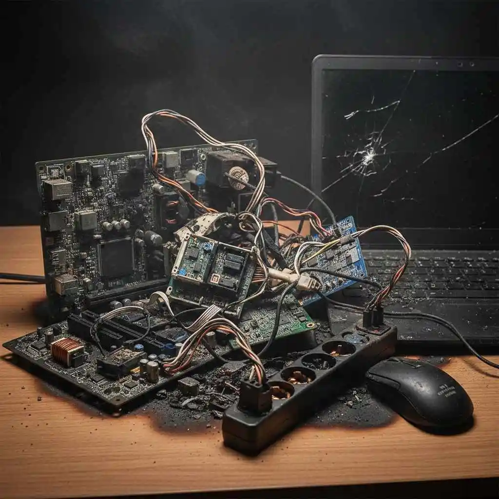 Damaged electronics caused by an electrical surge