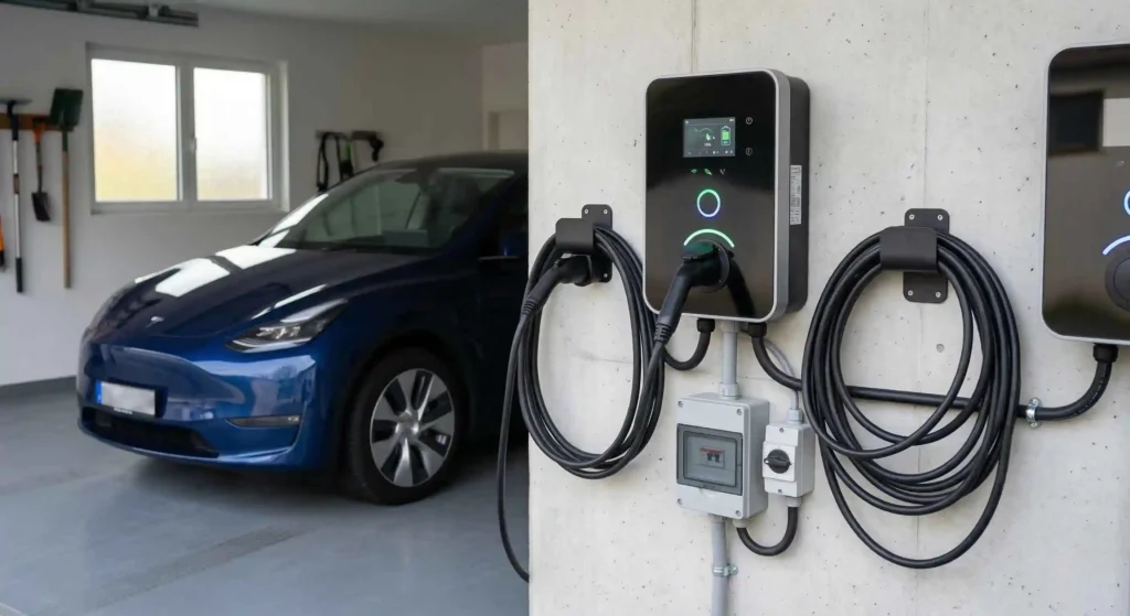modern electrical ev charging panel setup