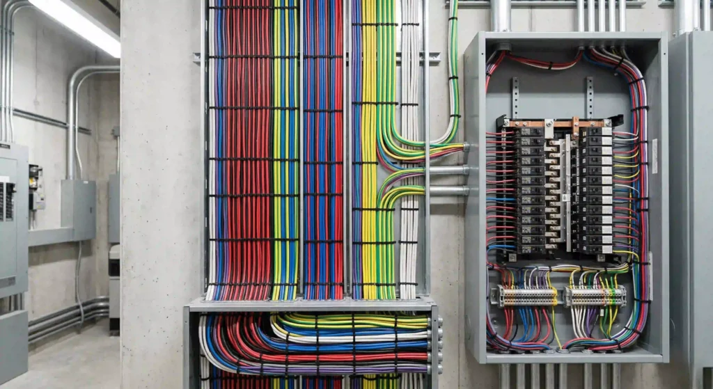 organized electrical wiring (no people)