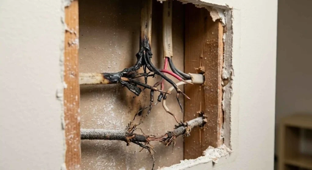 damaged wiring inside wall