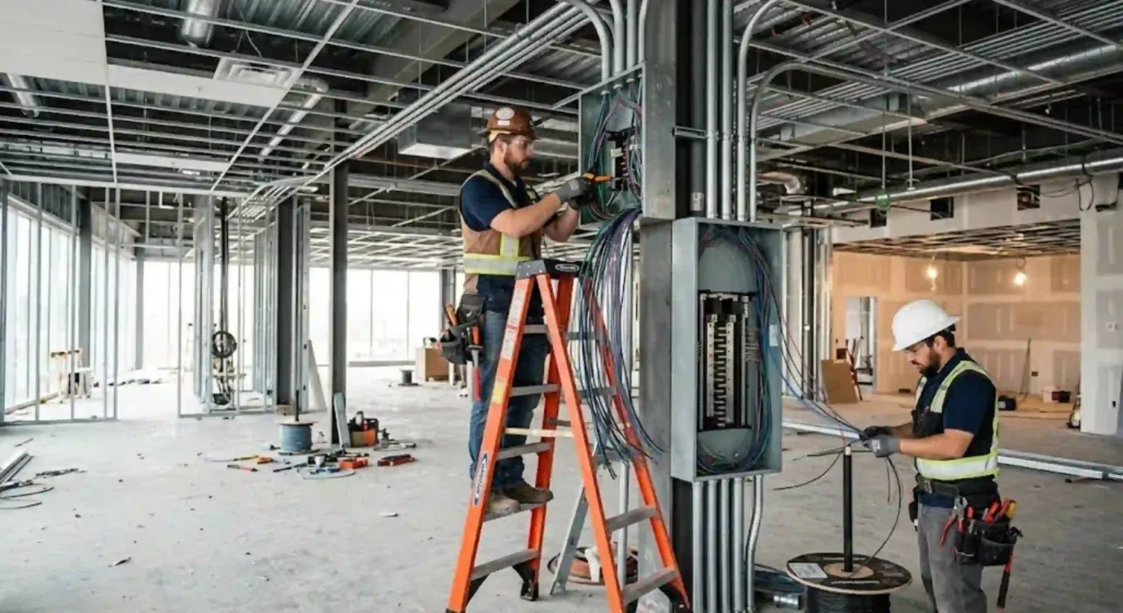 electricians working on commercial wiring