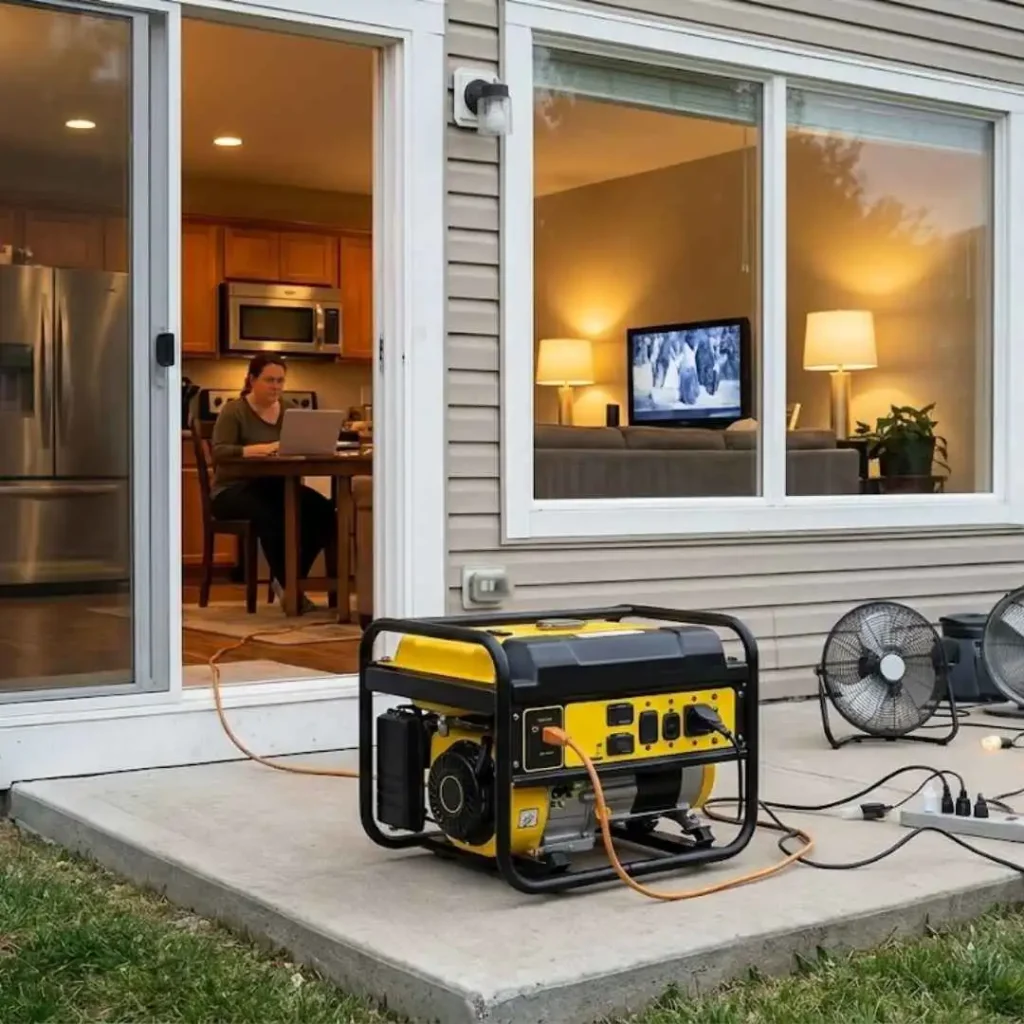 generator powering home appliances