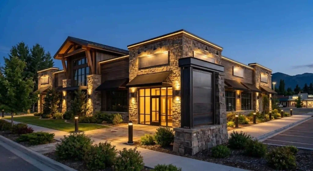 Professional commercial signage and exterior lighting in Victor