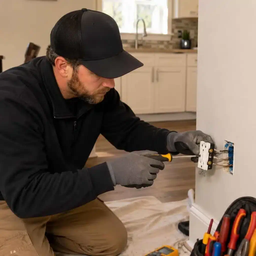 Cannizzo Electric technician completing residential electrical repair in Monroe County