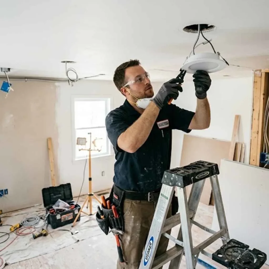 Custom lighting installation during an East Bloomfield home remodel