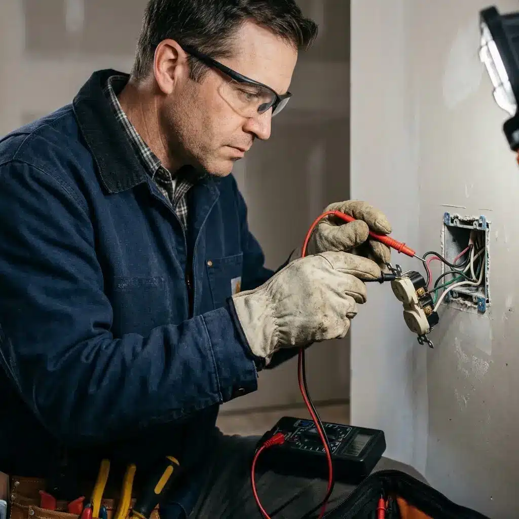 Cannizzo Electric professional troubleshooting faulty wiring and outlets during electrical repairs near East Rochester.