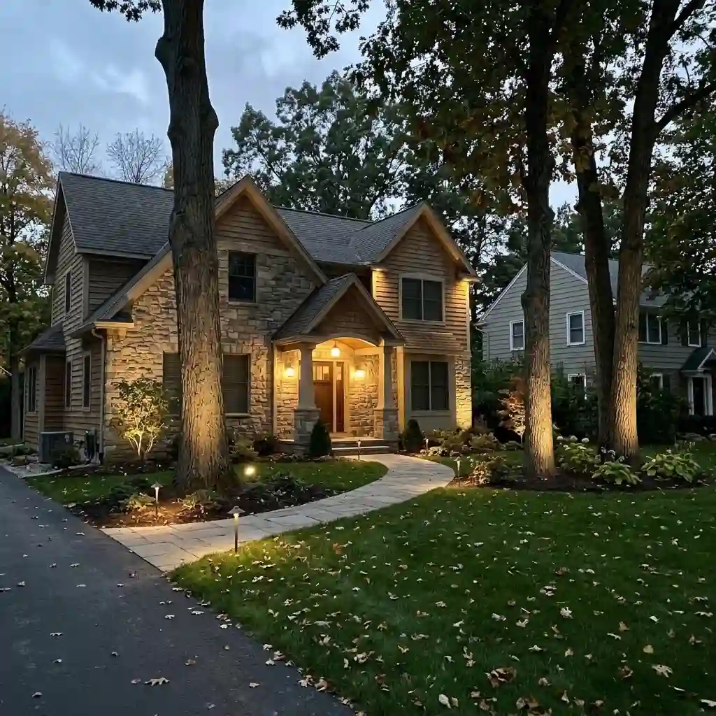 Finished Low Voltage Landscape Lighting design for a Rochester home